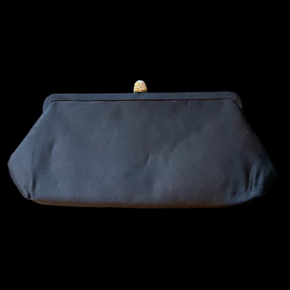 Black Evening Clutch With Pearl Clasp